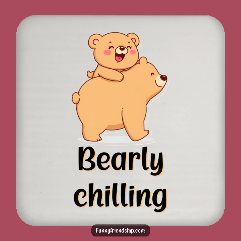 Funny Bear Piggyback Coaster Set: Adorable Protection for Humorous Tableware