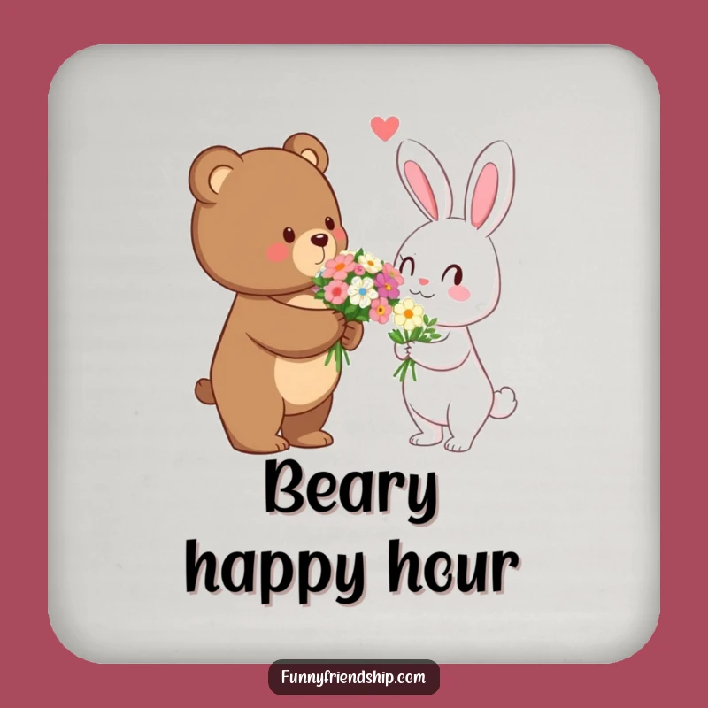 Funny Bear Flower Coaster: Protect Surfaces with Romantic Humor - A Cute Funny Gift!