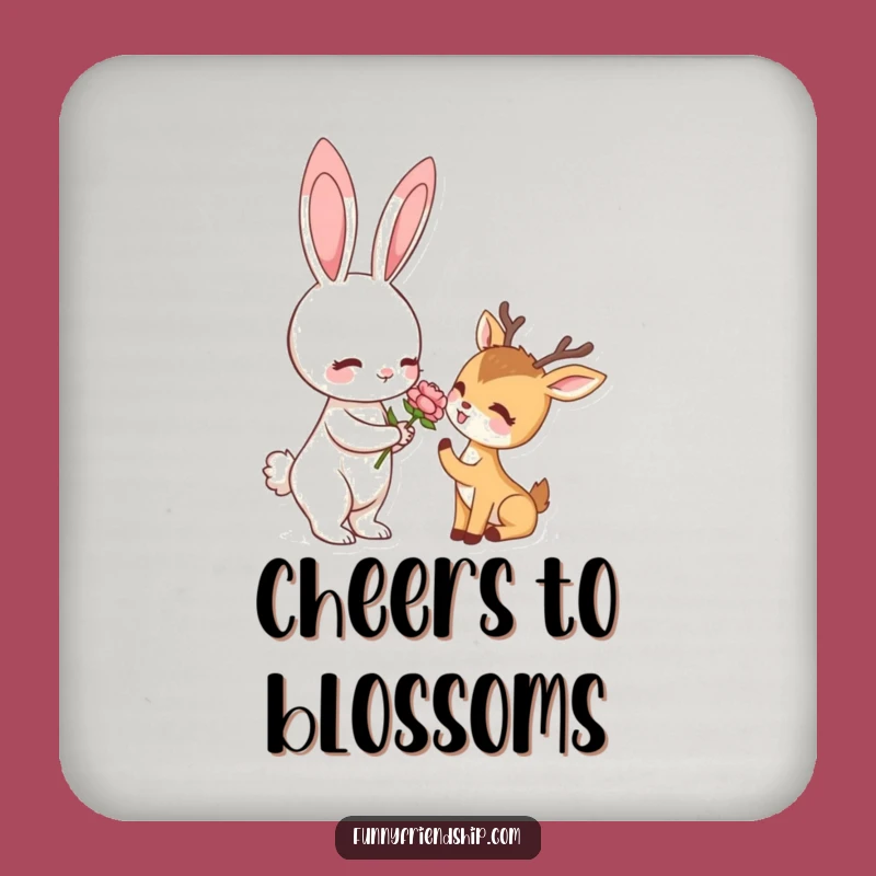 Funny Rabbit & Deer Flower Coaster: Protect Surfaces with Woodland Charm, Hilarious Gift