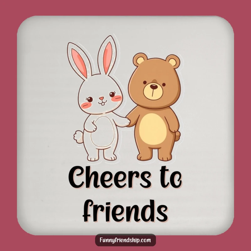 Funny Rabbit Bear Friendship Coaster: Protect Surfaces with Charm