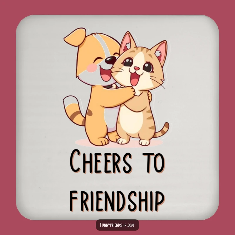 Funny Dog Cat Hug Coaster: Protect Surfaces with Hilarious Pet Charm