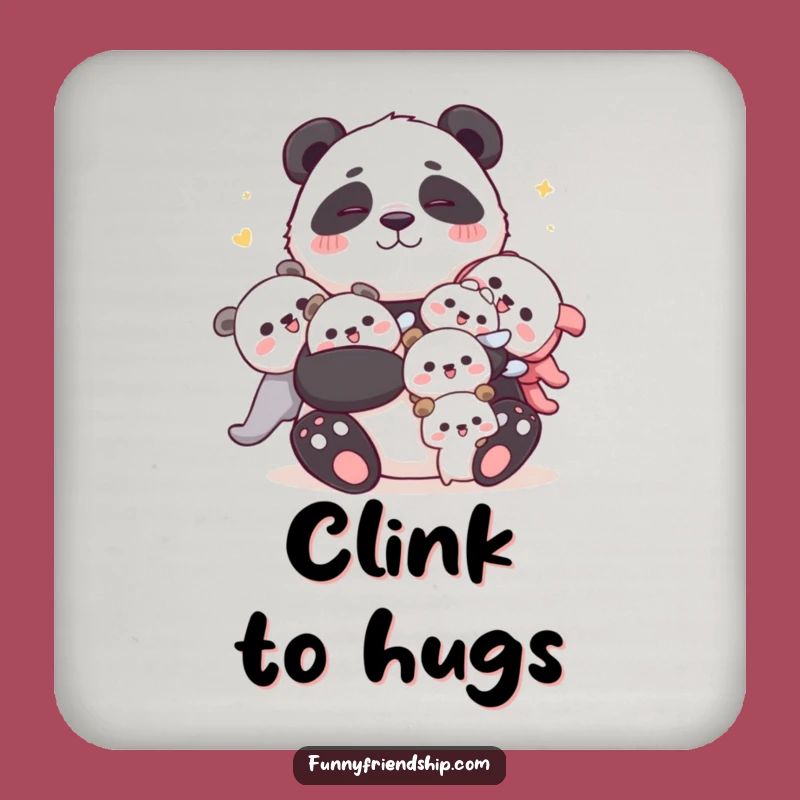 Funny Panda Hug Drink Coasters: Protect Surfaces with Cuddly Joyful Art