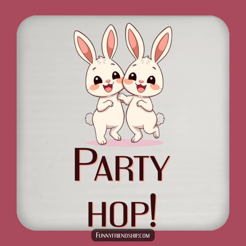Funny Bunny Dance Drink Coaster - Cute Protector for Happy Tables