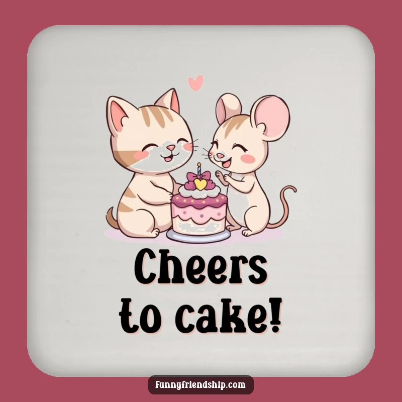 Funny Cat Mouse Cake Coaster: Protect Surfaces with Harmony Gift