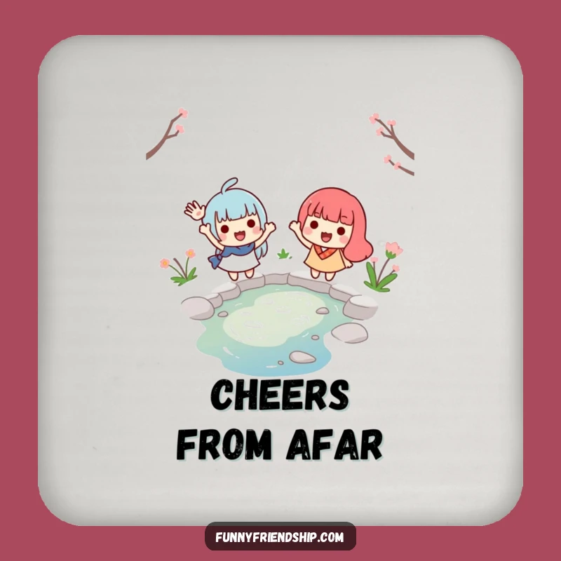 Funny Farewell Drink Coaster: Waving Friends Set, Cute Gift