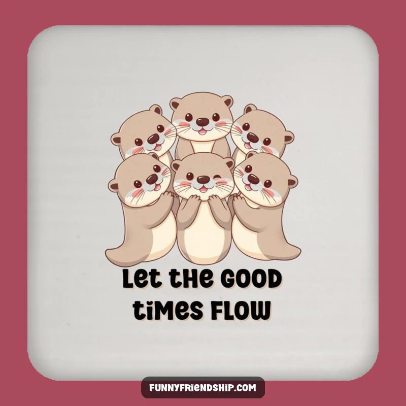 Funny Otter Circle Drink Coaster: Protect Surfaces with Aqua Fun!