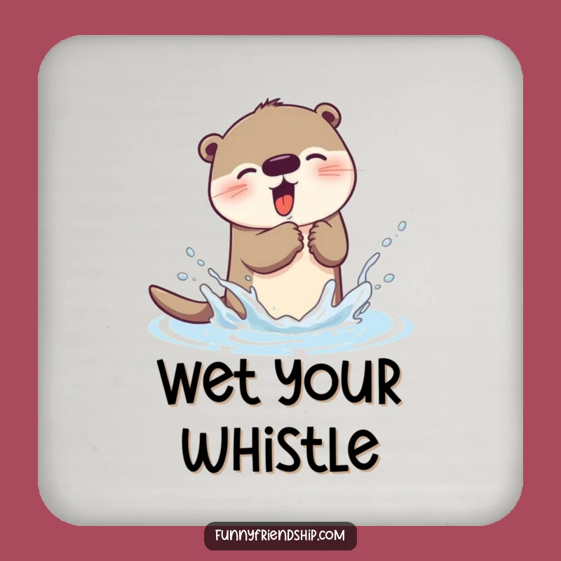 Funny Otter Splash Coasters: Protect Surfaces with Humor, Perfect Gift Set
