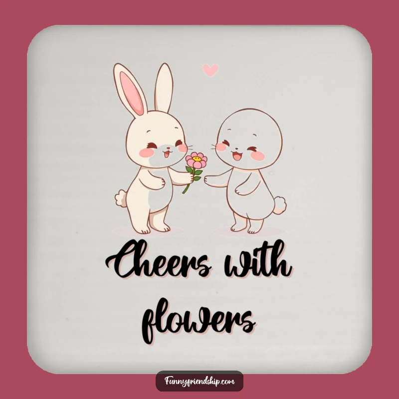 Funny Rabbit Flower Coaster Set: Cute Protection for Your Tables