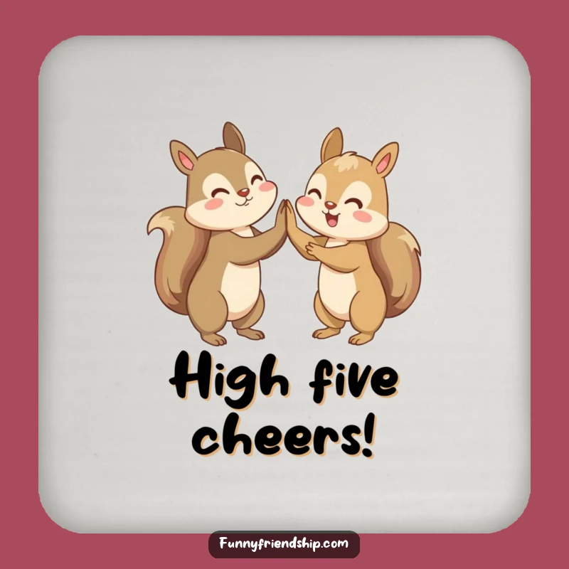 Funny Squirrel High-Five Coasters: Protect Surfaces with Cheers