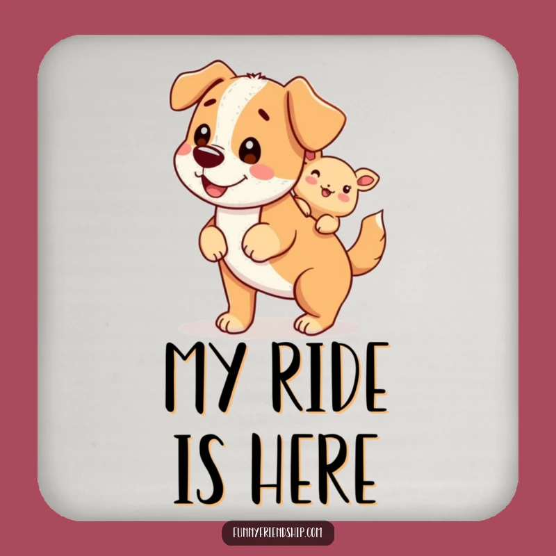 Funny Dog Piggyback Drink Coaster - Protective Character Ride Mat for Tables