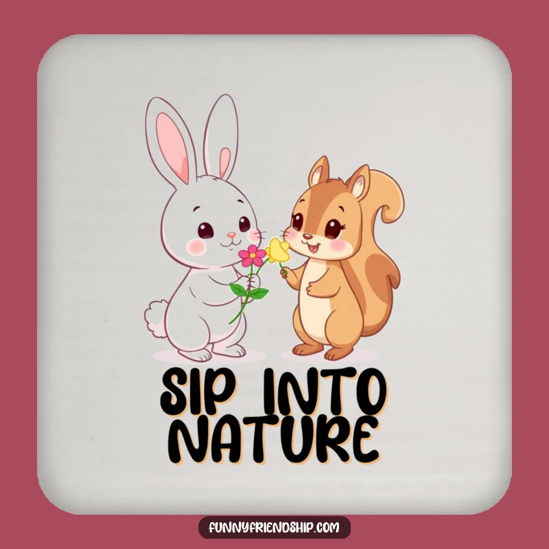Funny Rabbit Squirrel Flower Coaster: Protect Surfaces with Woodland Charm