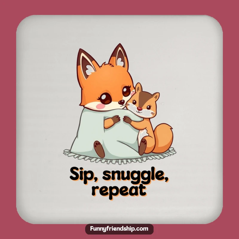 Funny Fox Drink Coaster: Cozy Blanket Friendship Set, Cute Gift