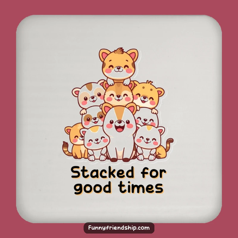 Funny Animal Pyramid Coaster Set: Protect Surfaces with Cheerful Art