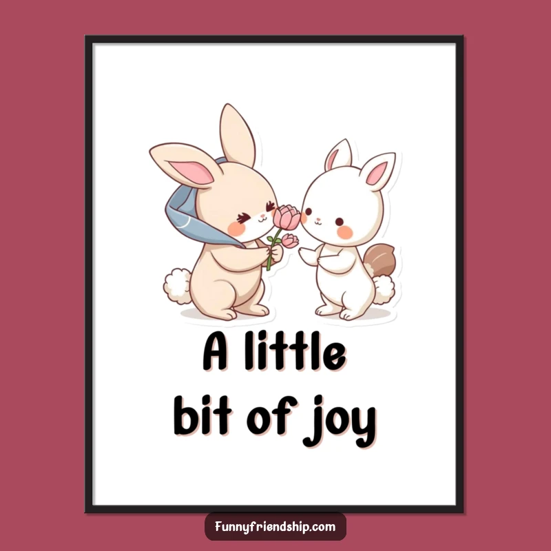Funny Bunny Flower Poster: Hilarious Art Celebrating Kindness, Perfect Gift!