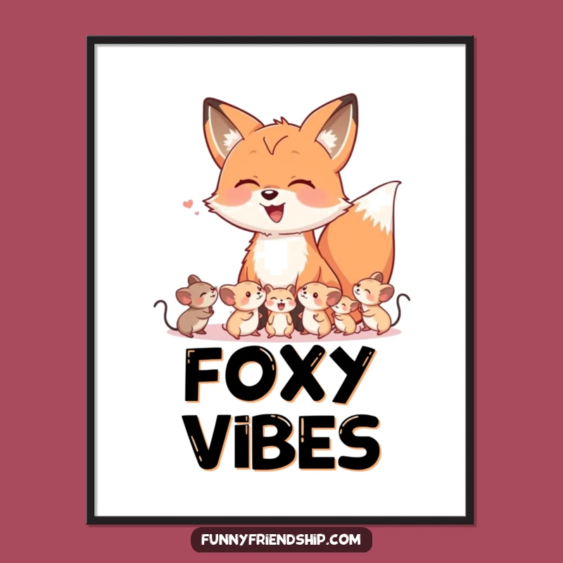 Funny Fox & Mice Laugh Poster - Bring Unlikely Joy to Your Walls!