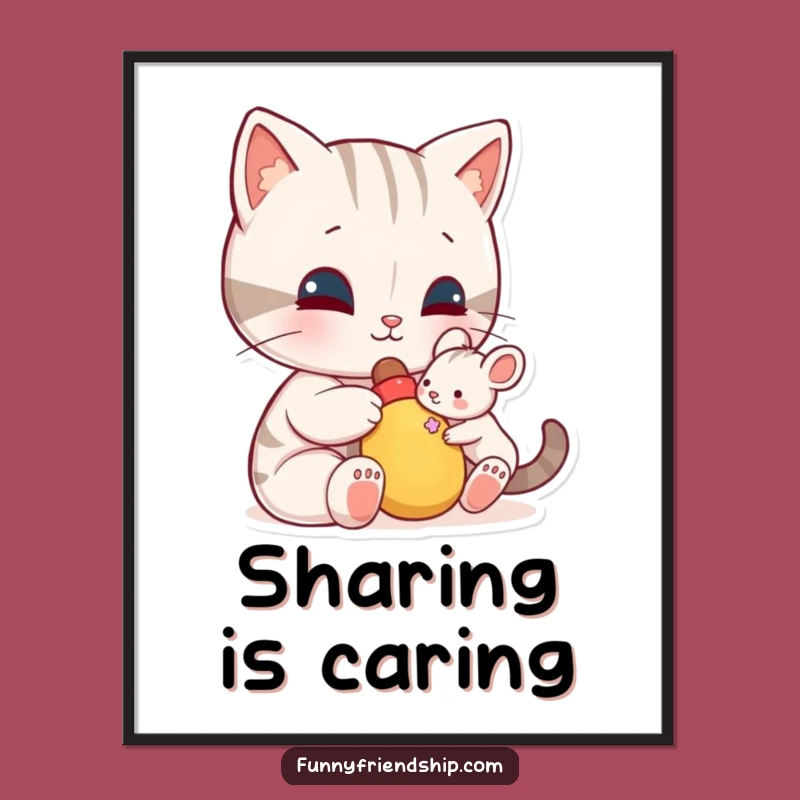 Funny Cat Mouse Toy Poster: Hilarious Art Celebrating Friendship, Perfect Gift!
