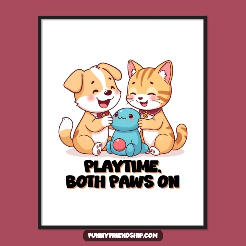 Funny Dog and Cat Friendship Poster: Hilarious Wall Art Gift for Pet Lovers