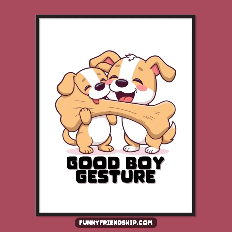 Funny Dog Bone Sharing Poster: Heartwarming Wall Art for Dog Lovers