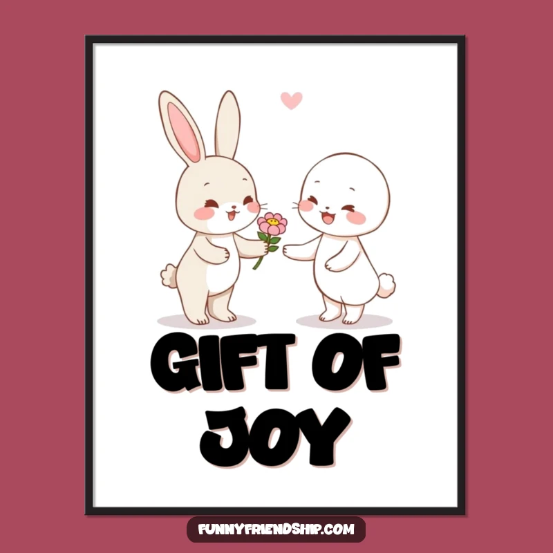 Funny Rabbit Flower Poster: Whimsical Wall Art for a Cozy Atmosphere