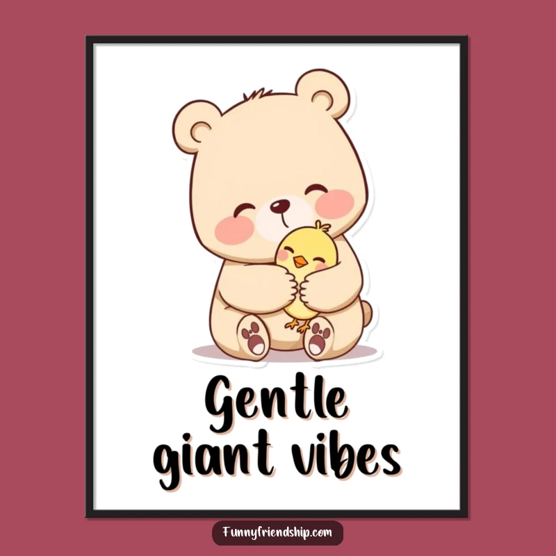 Funny Bear Hug Poster: Heartfelt Art for a Perfect Gift