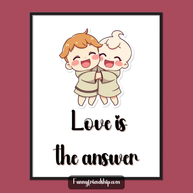 Funny Hugging Characters Art Print: Decorate Your Walls with Joyful Embraces