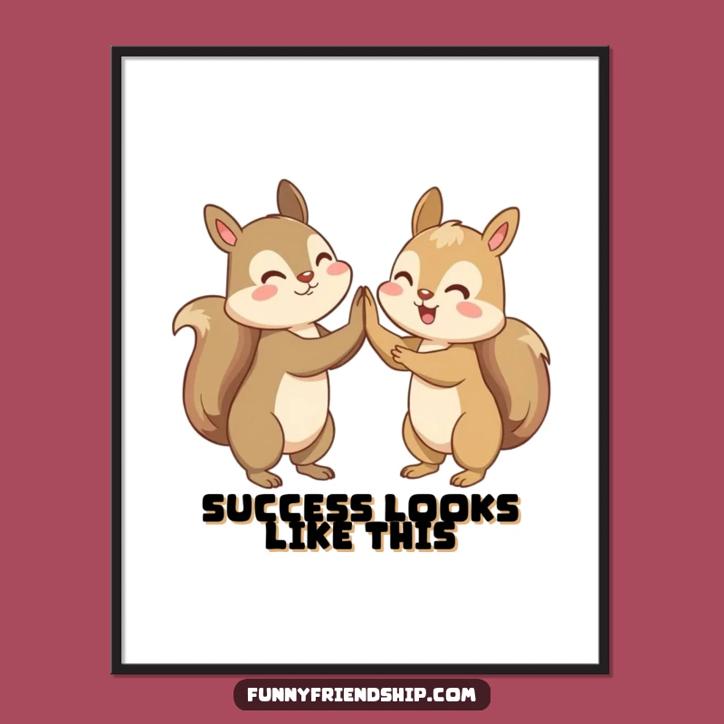 Funny Squirrel High-Five Poster: Add Energetic Celebration to Walls