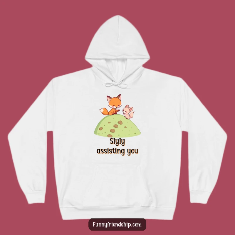 Cozy Fox & Mouse Climb Hoodie: Supportive Adventures - A Warm and Funny Gift!