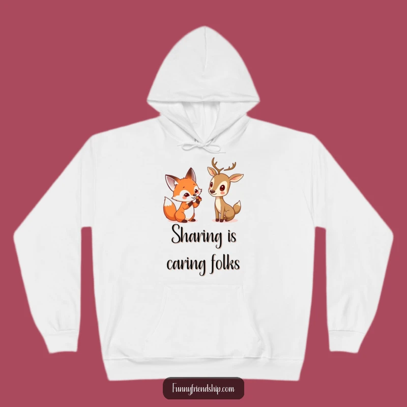 Cozy Funny Fox & Deer Hoodie - Warm Woodland Friendship Funny Gift