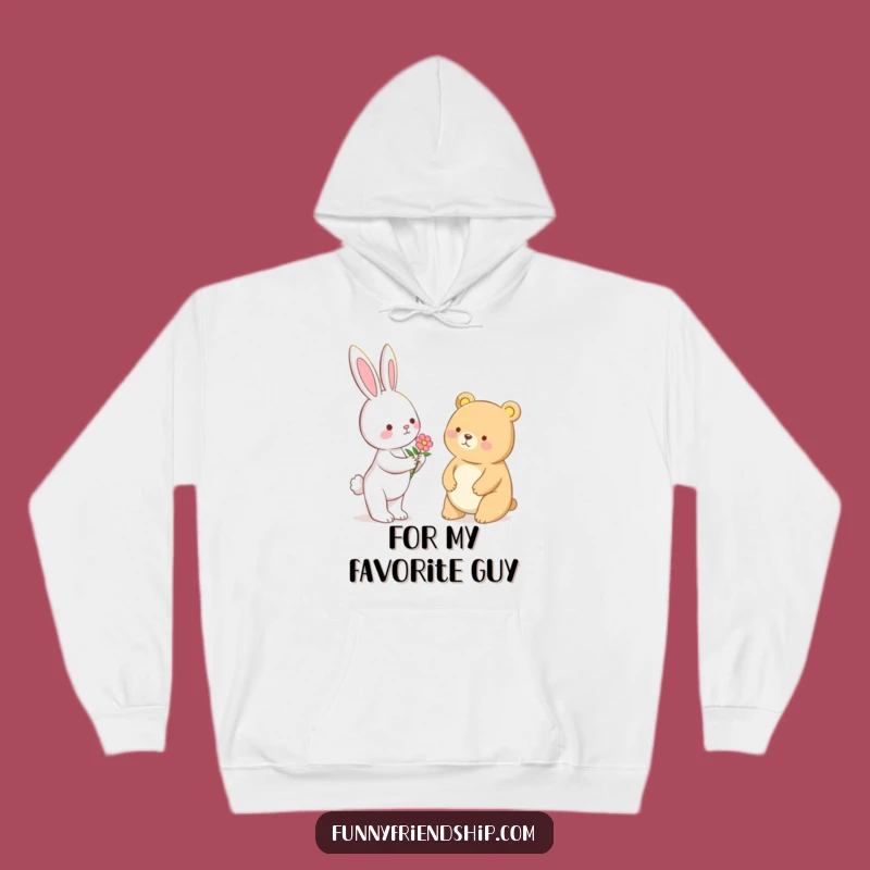 Funny Bunny & Bear Flower Hoodie - Cozy Gift of Friendship