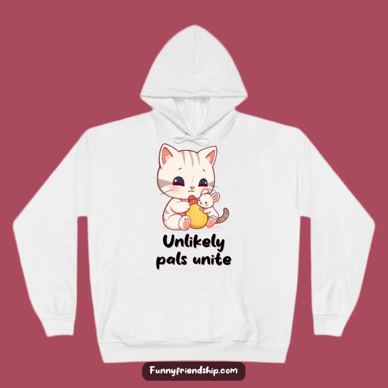 Funny Cat Mouse Toy Hoodie: Cozy Up with Hilarious Friendship Vibes, Perfect Gift!