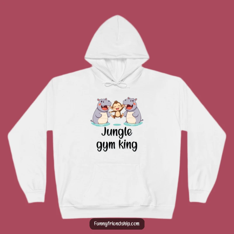 Funny Monkey & Hippo Leap Hoodie: Cozy & Hilarious Animal Lover Gift
