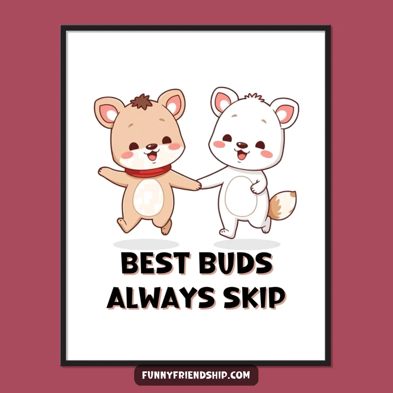 Funny Free Printable Skipping Friends Wall Art: Humorous Downloadable Decor for Cheerful Spaces