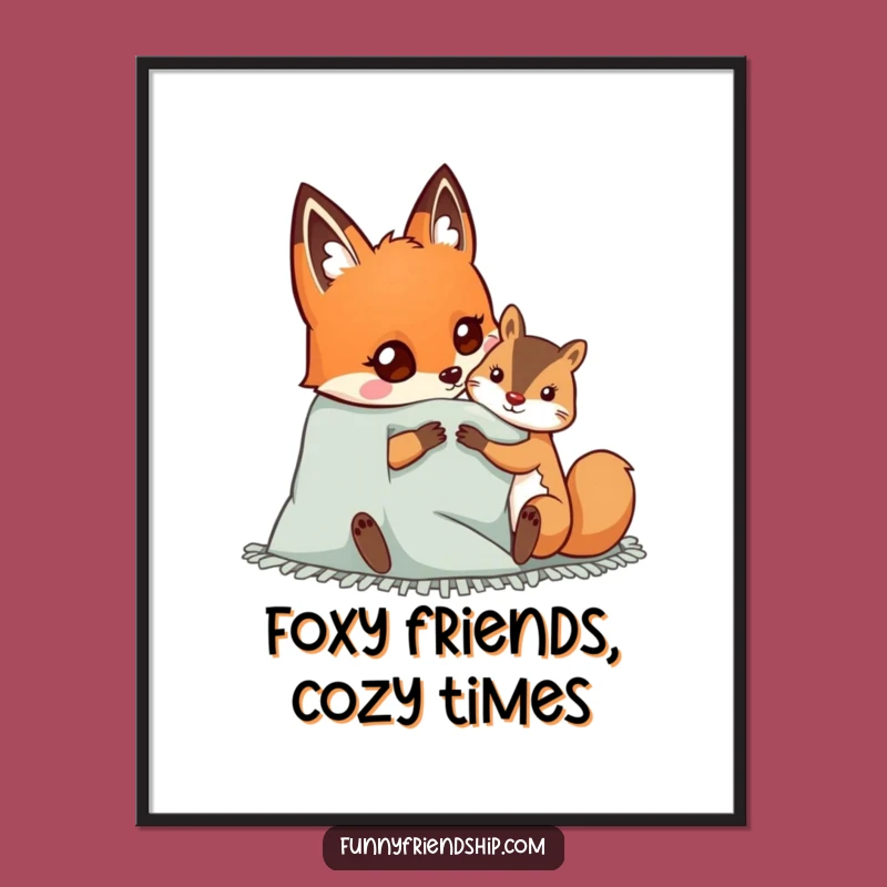 Free Printable Wall Art: Fox Squirrel Cozy Scene Funny Downloadable Art