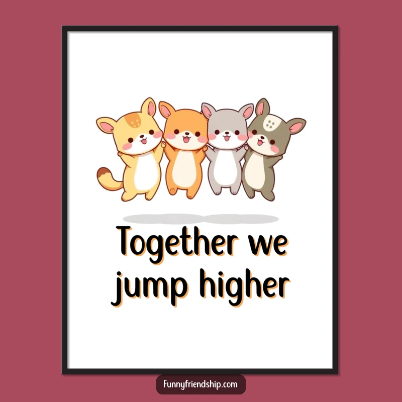 Free Printable Animal Joy Art - Jumping Friends Funny Wall Decor Downloadable