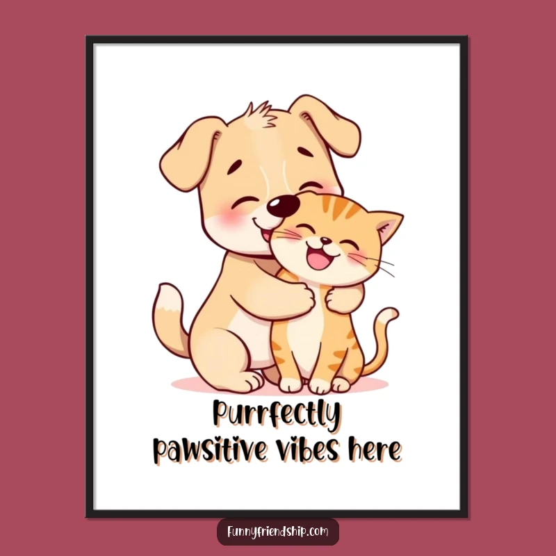 Free Printable Dog & Cat Hug Wall Art: Funny Downloadable Home Decor for Pet Lovers