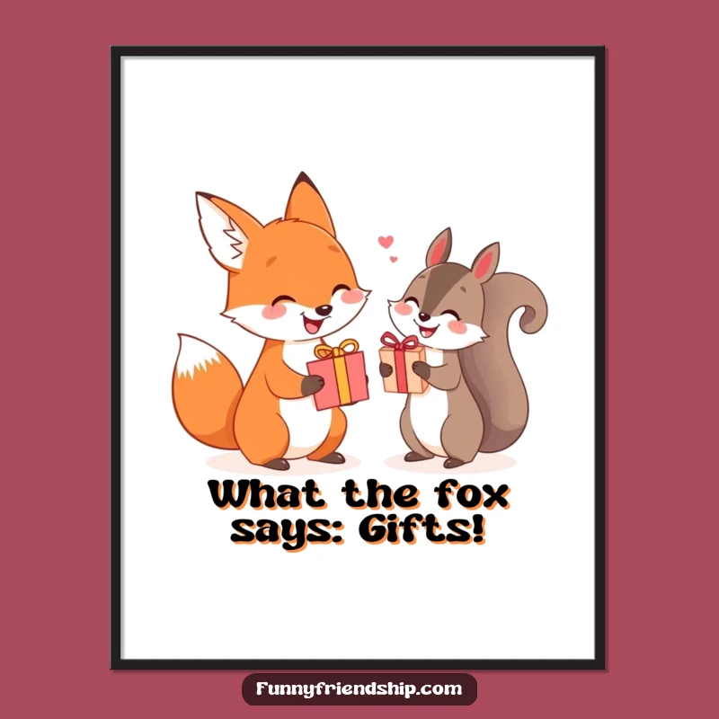Free Printable Fox & Squirrel Wall Art - Funny Gift Exchange Downloadable Decor