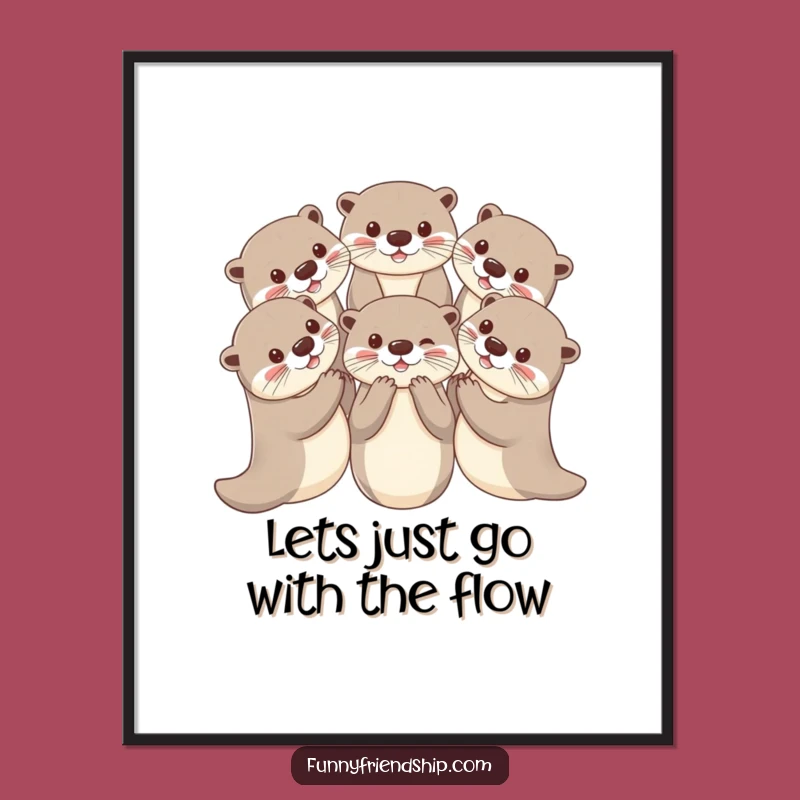 Free Printable Otter Wall Art - Funny Circle Paws Downloadable Decor