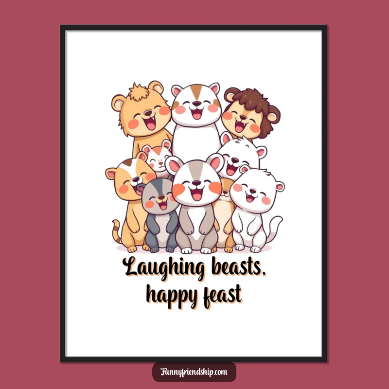 Free Printable Wall Art: Laughing Animal Friends Funny Downloadable Art