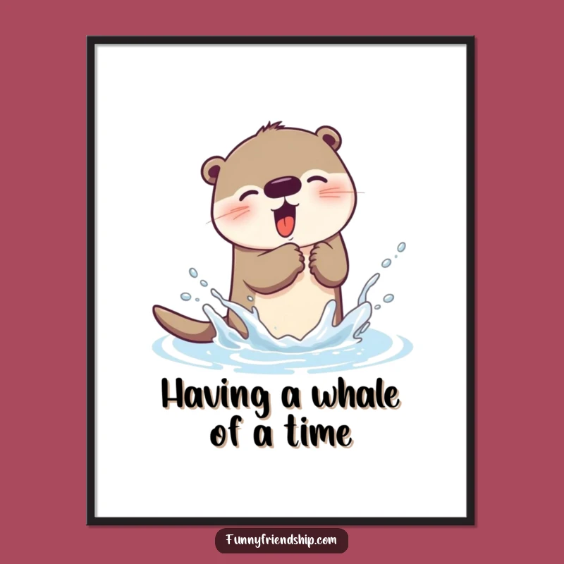 Funny Free Printable Otter Art - Splashy Wall Decor Downloadable Poster