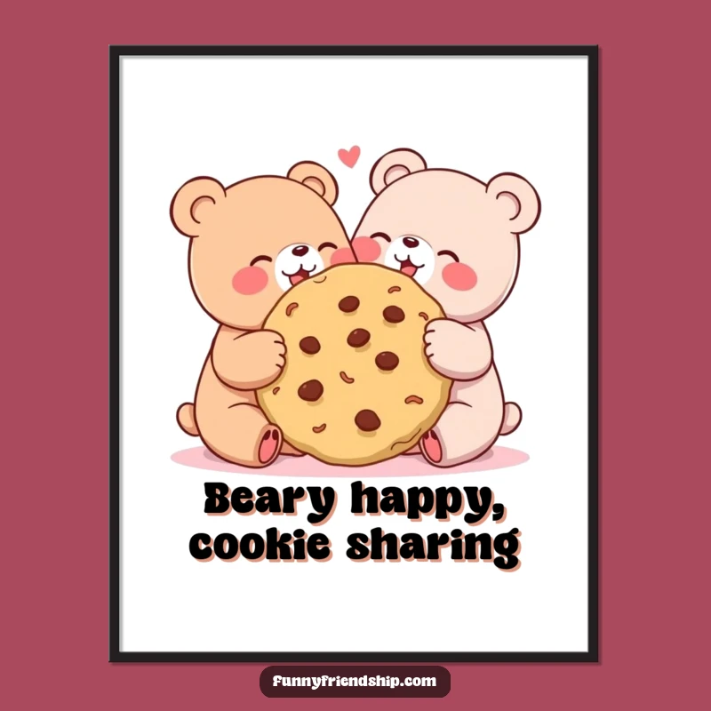 Funny Free Printable Wall Art: Bears Sharing Cookie Humor Downloadable Decor