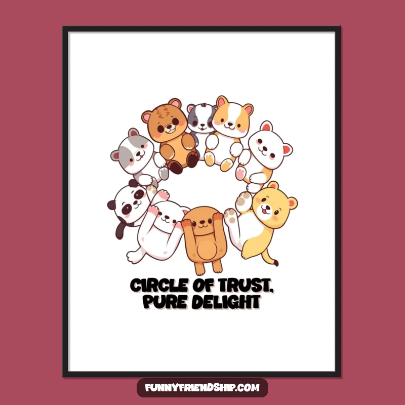 Funny Free Printable Wall Art: Diverse Animal Friends Circle for Whimsical Decor