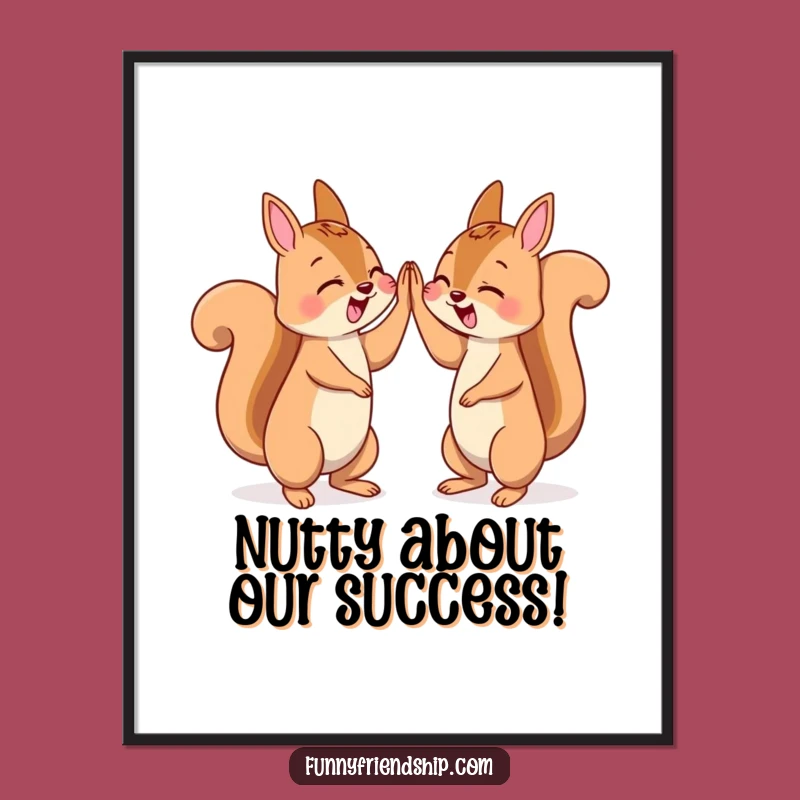 Funny Free Printable Wall Art Squirrel High Five Downloadable Decor, Energetic and Joyful Art