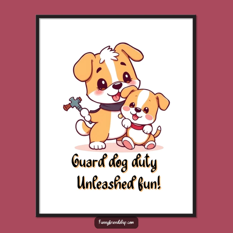 Free Printable Dog Wall Art: Loyal Guard Puppy, Funny Doggo Decor Downloadable