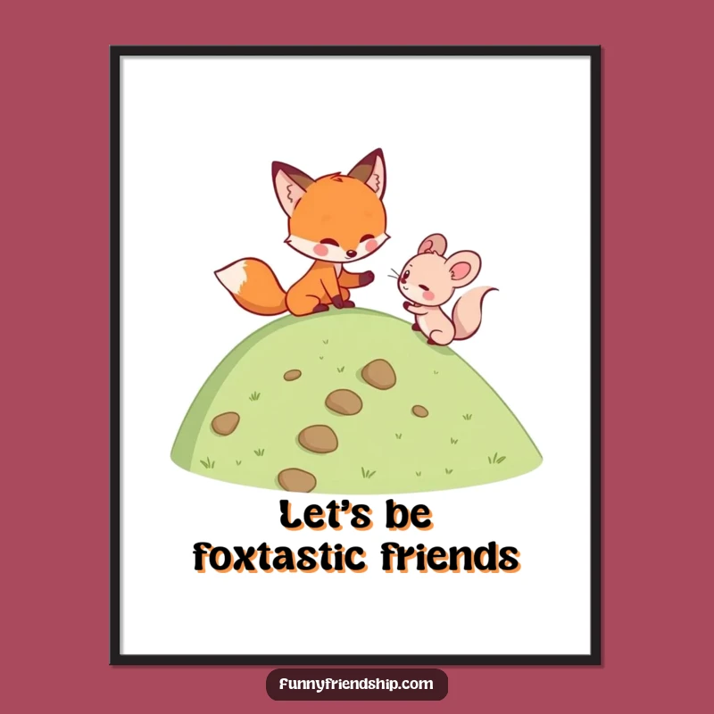Free Printable Wall Art: Fox & Mouse Climbing Friendship Decor