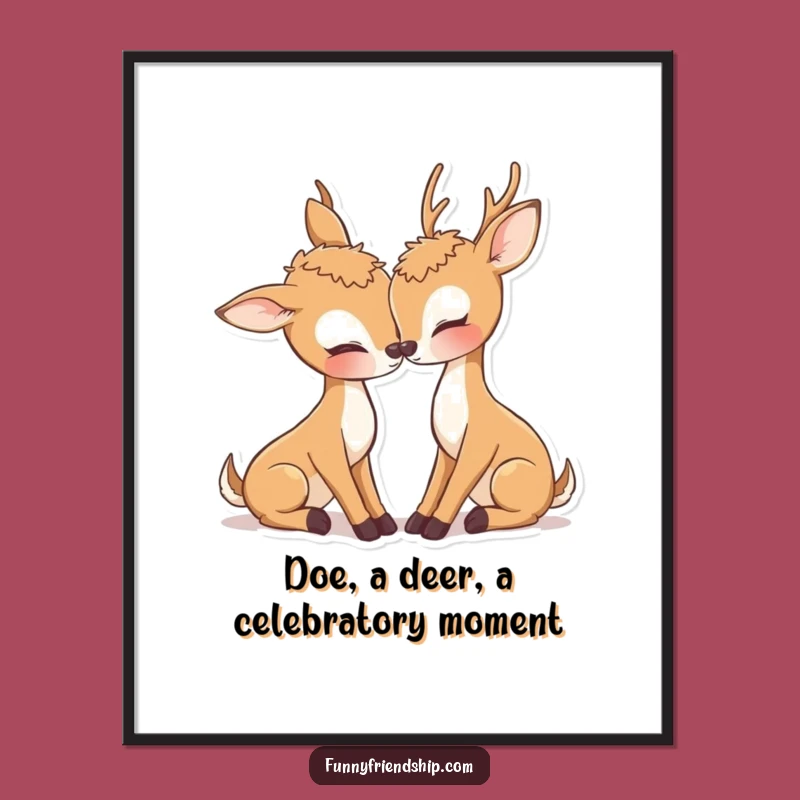 Romantic Free Printable Deer Art - Nuzzling Couple Downloadable Poster