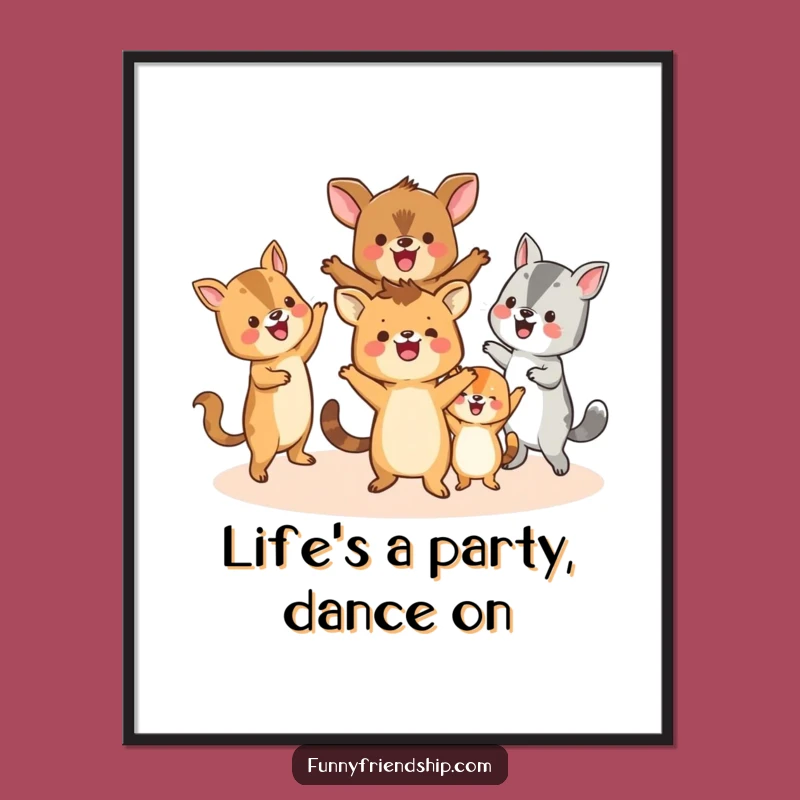 Whimsical Free Printable Wall Art: Happy Animals Circle Dance Decor