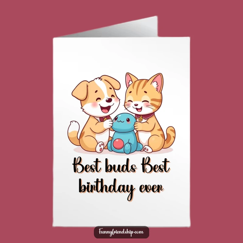 Free Printable Birthday Card: Funny Dog & Cat Playtime, Perfect Downloadable Gift!