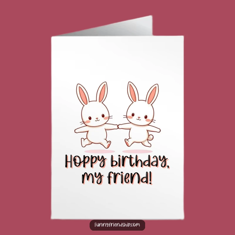 Cute Free Printable Bunny Birthday Card - Playful Skipping Duo Downloadable Gift