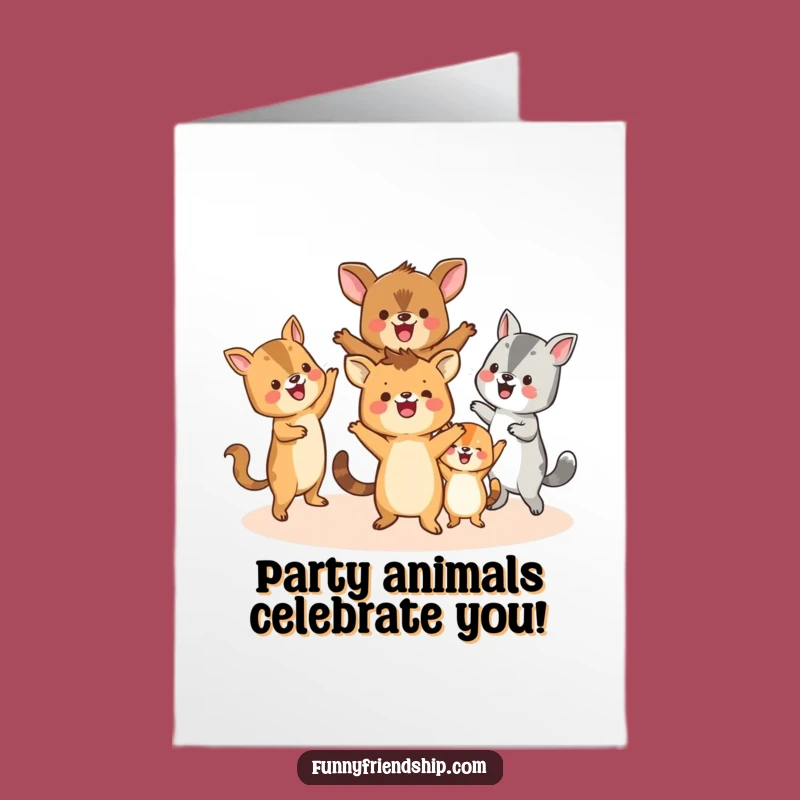 Festive Free Printable Birthday Card: Happy Animals Circle Dance Fun