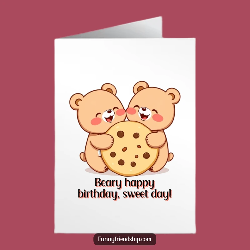 Free Printable Bear Birthday Card: Sharing Cookie Bears Humorous Downloadable Greeting